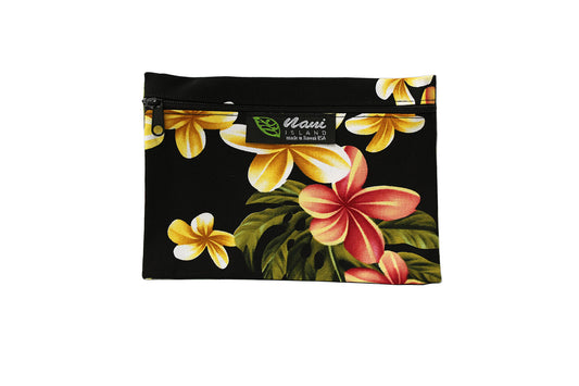 Cosmetic Pouch Small -  Cute Plumeria Black