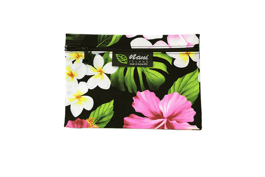 Cosmetic Pouch Small -  Luxury Hibiscus Black