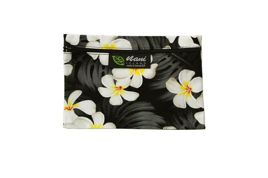 Cosmetic Pouch Small -  Modern Plumeria Black