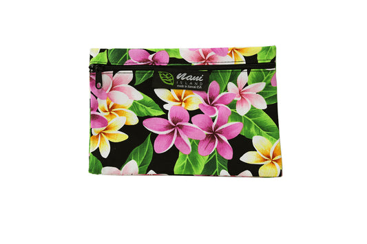 Cosmetic Pouch Small -  Tropical Plumeria Black