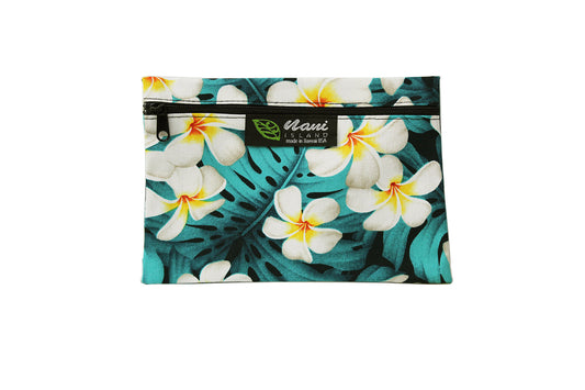 Cosmetic Pouch Small -  Modern Plumeria Blue