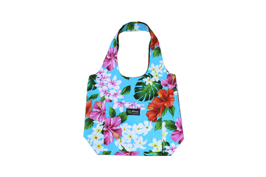 Reversible Hobo Bag - Luxury Hibiscus Turquoise