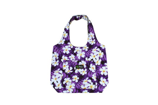 Reversible Hobo Bag - Modern Plumeria Purple