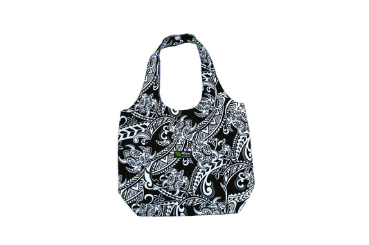 Reversible Hobo Bag - Tribal Tattoo Black