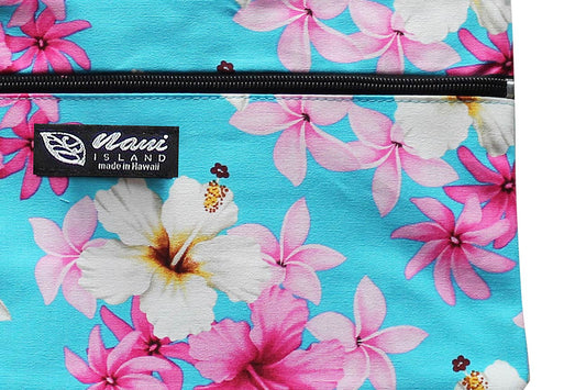 Tote Bag Zipper M - Dream of Flower Blue