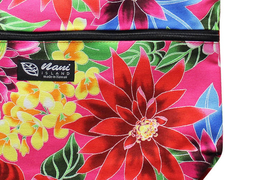 Tote Bag Zipper M - Hawaiian Garden Pink