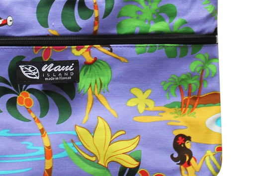 Tote Bag Zipper M - Hawaiian Hula Girl Purple