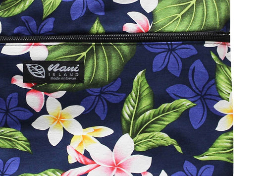 Tote Bag Zipper M - New Plumeria Navy