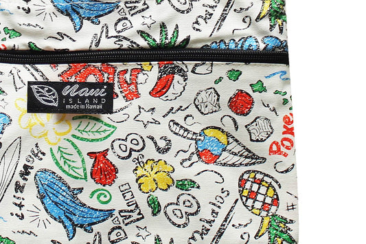 Tote Bag Zipper M - Hawaiian Fun Beige