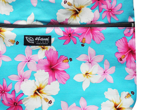 Tote Bag Zipper L - Dream of Flower Blue