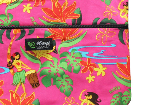 Tote Bag Zipper L - Hawaiian Hula Girl Pink