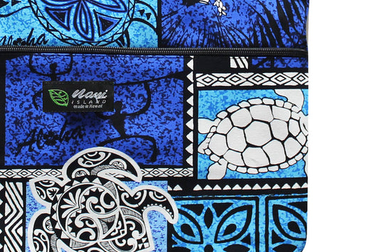 Tote Bag Zipper L - Honu Box Blue