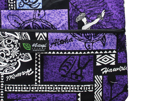 Tote Bag Zipper L - Honu Box Purple