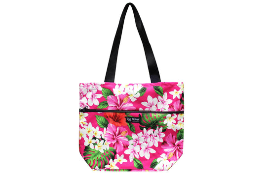 Tote Bag Zipper L - Luxury Hibiscus Pink