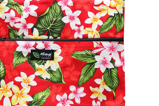 Tote Bag Zipper L - New Plumeria Red