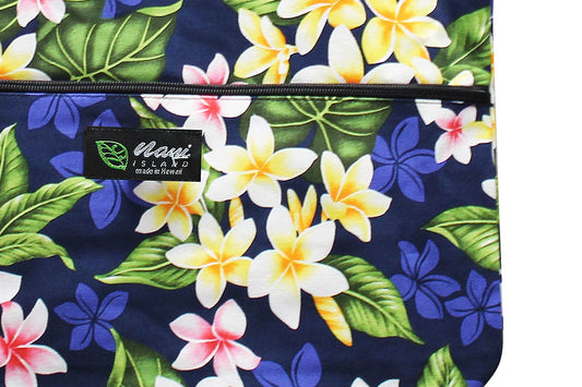 Tote Bag Zipper L - New Plumeria Navy