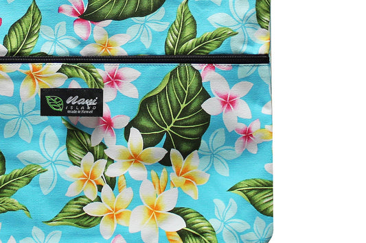 Tote Bag Zipper L - New Plumeria Turq