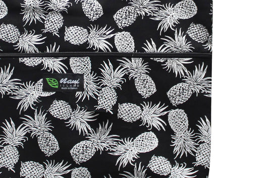 Tote Bag Zipper L - Pineapple Paradise Black