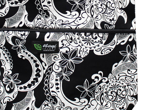 Tote Bag Zipper L - Tribal Tattoo Black