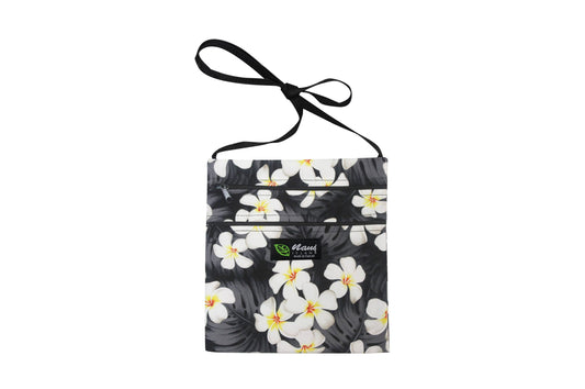 Passport Bag L - Modern Plumeria Black