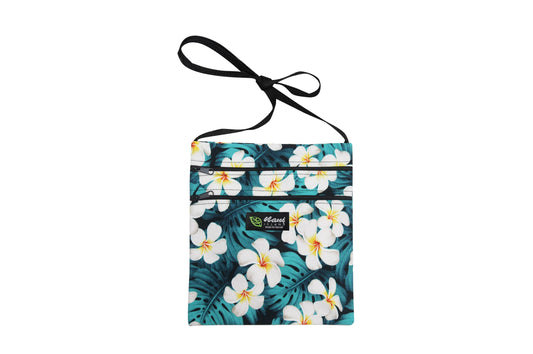 Passport Bag L - Modern Plumeria Blue