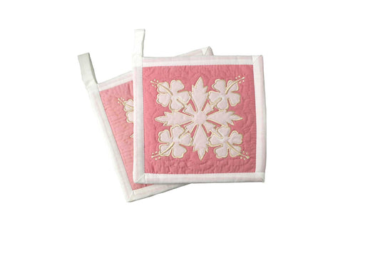 Quilted Bundle Potholders - White/Pink