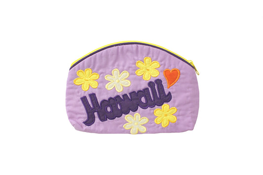 Quilted Cosmetic Pouch Large - Purple/Yellow