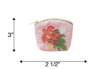 Quilted Coin Pouch - Light Pink/Green