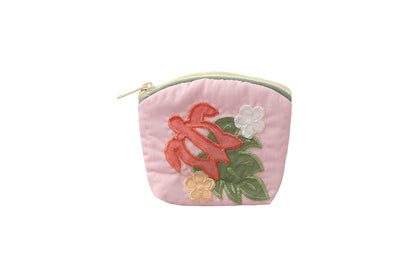 Quilted Coin Pouch - Light Pink/Green