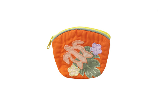 Quilted Coin Pouch - Orange/Green