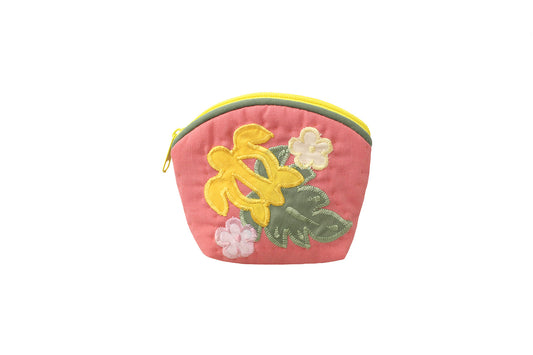 Quilted Coin Pouch - Pink/Green