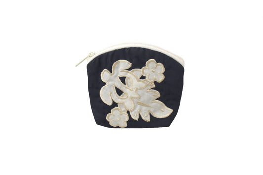 Quilted Coin Pouch - Navy/White