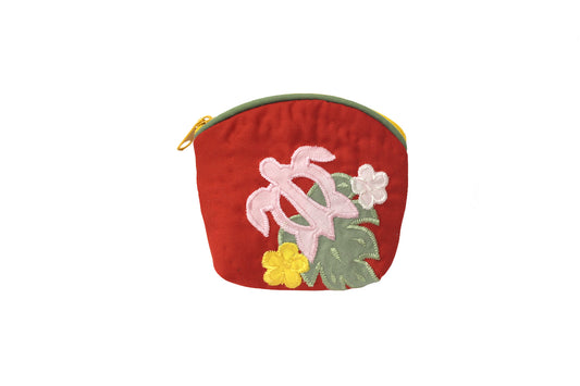Quilted Coin Pouch - Red/Pink