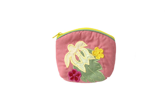 Quilted Coin Pouch - Pink/Yellow