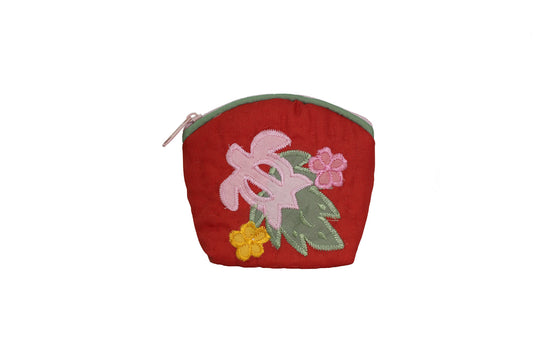 Quilted Coin Pouch - Red/Green