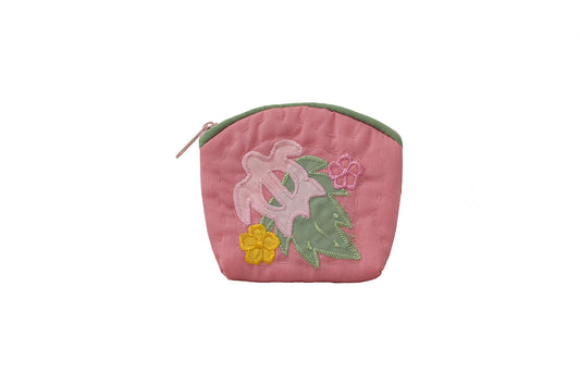 Quilted Coin Pouch - Pink/Cream