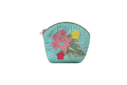Quilted Coin Pouch - Turquoise/Green