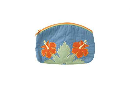 Quilted Cosmetic Pouch Small - Blue/Orange