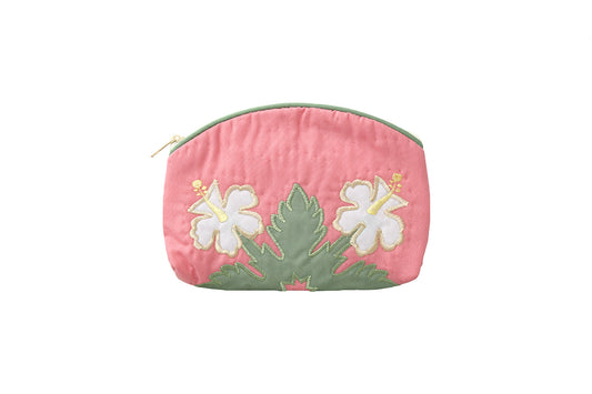 Quilted Cosmetic Pouch Small - Pink/Cream