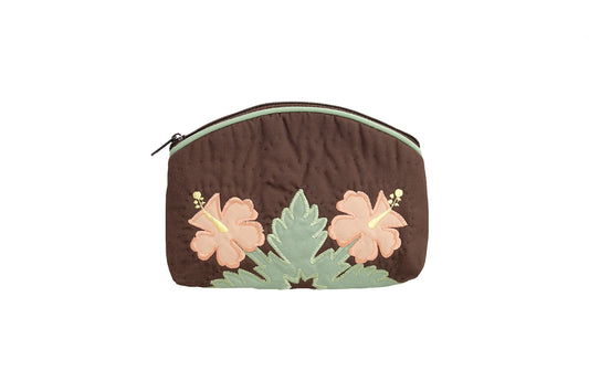 Quilted Cosmetic Pouch Small - Brown/Brown