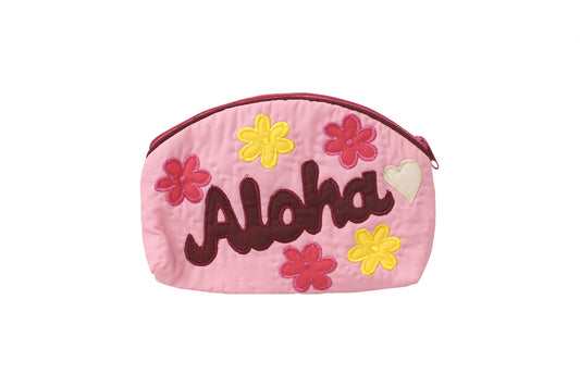 Quilted Cosmetic Pouch Large - Pink/Fuchsia