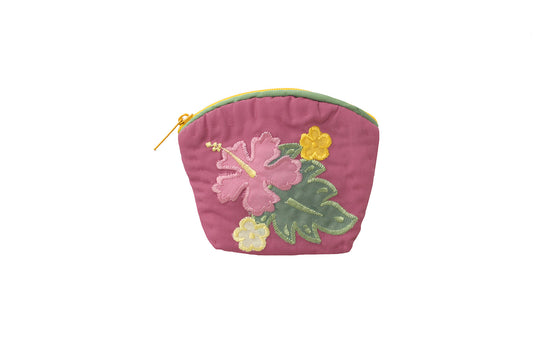 Quilted Coin Pouch - Fuchsia/Green