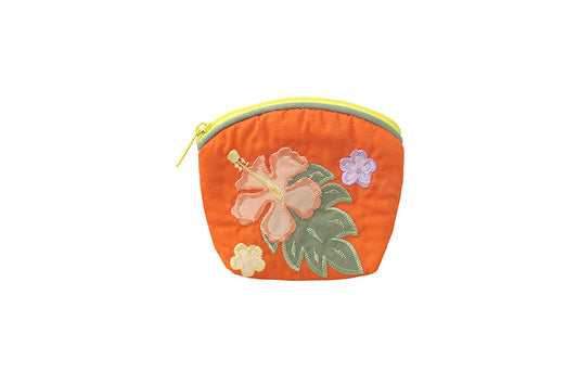 Quilted Coin Pouch - Orange/Green