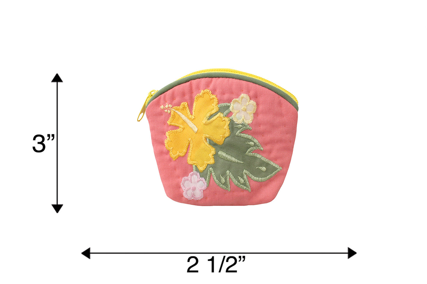 Quilted Coin Pouch - Pink/Green