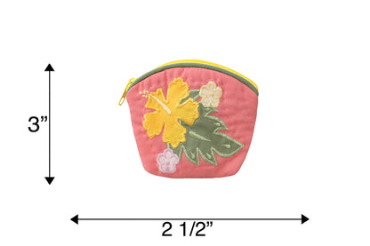 Quilted Coin Pouch - Pink/Green