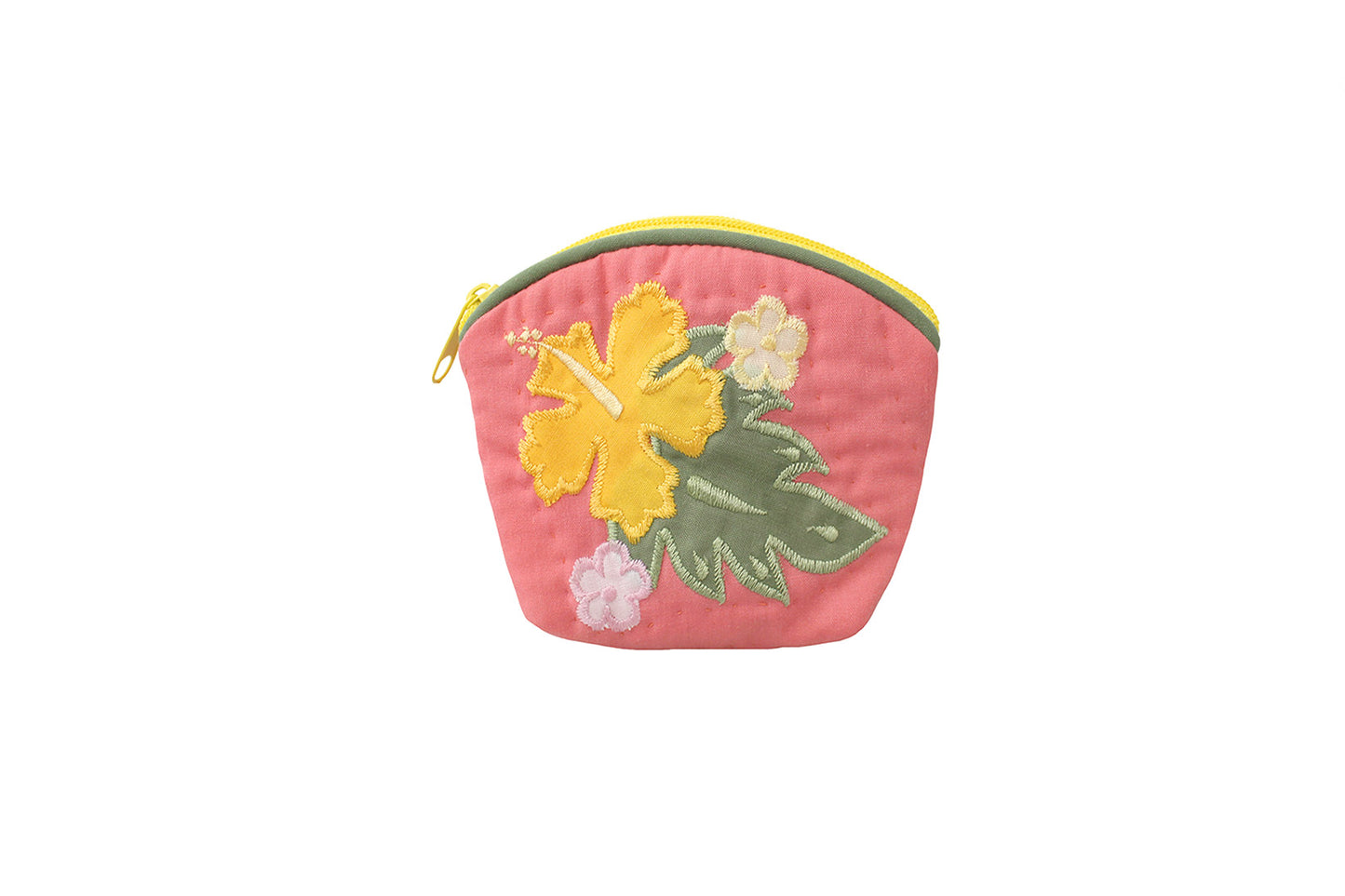 Quilted Coin Pouch - Pink/Green