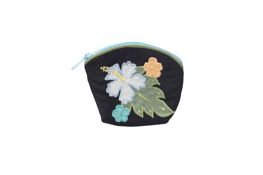 Quilted Coin Pouch - Navy/Green