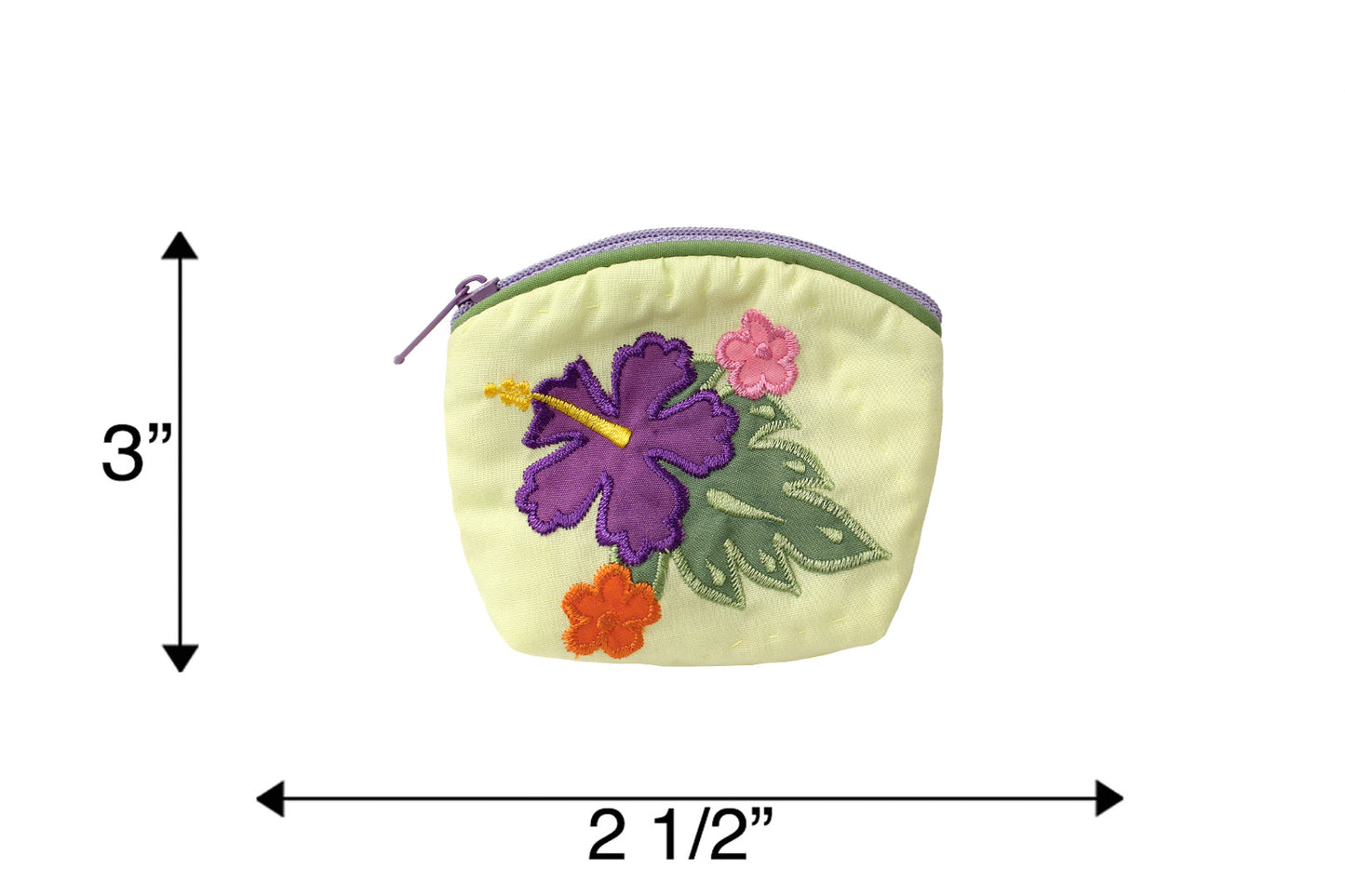Quilted Coin Pouch - Lime/Purple