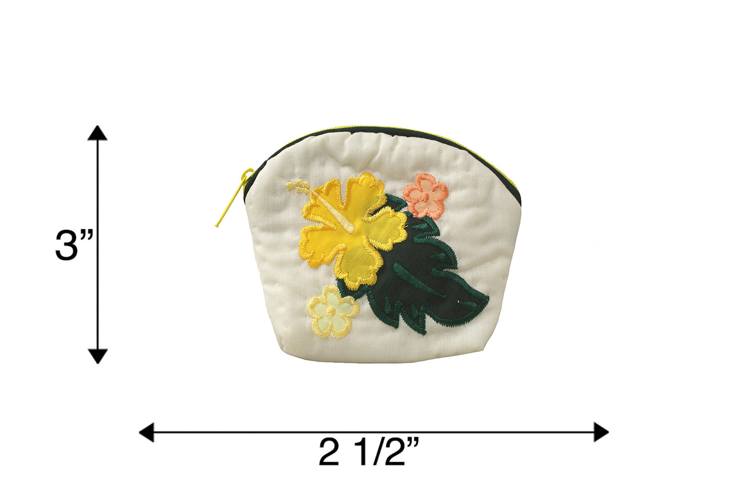 Quilted Coin Pouch - Cream/Yellow