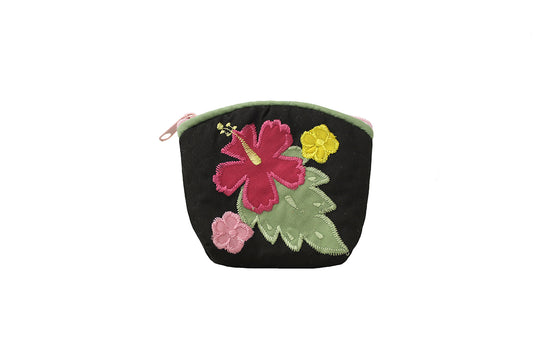Quilted Coin Pouch - Black/Green